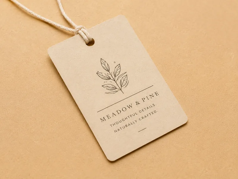 Kraft hang tag with cotton string and botanical logo