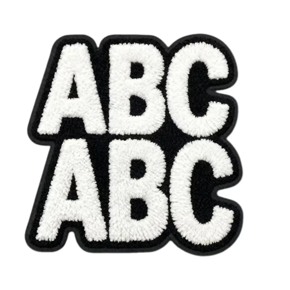 Black and white ABC chenille patch