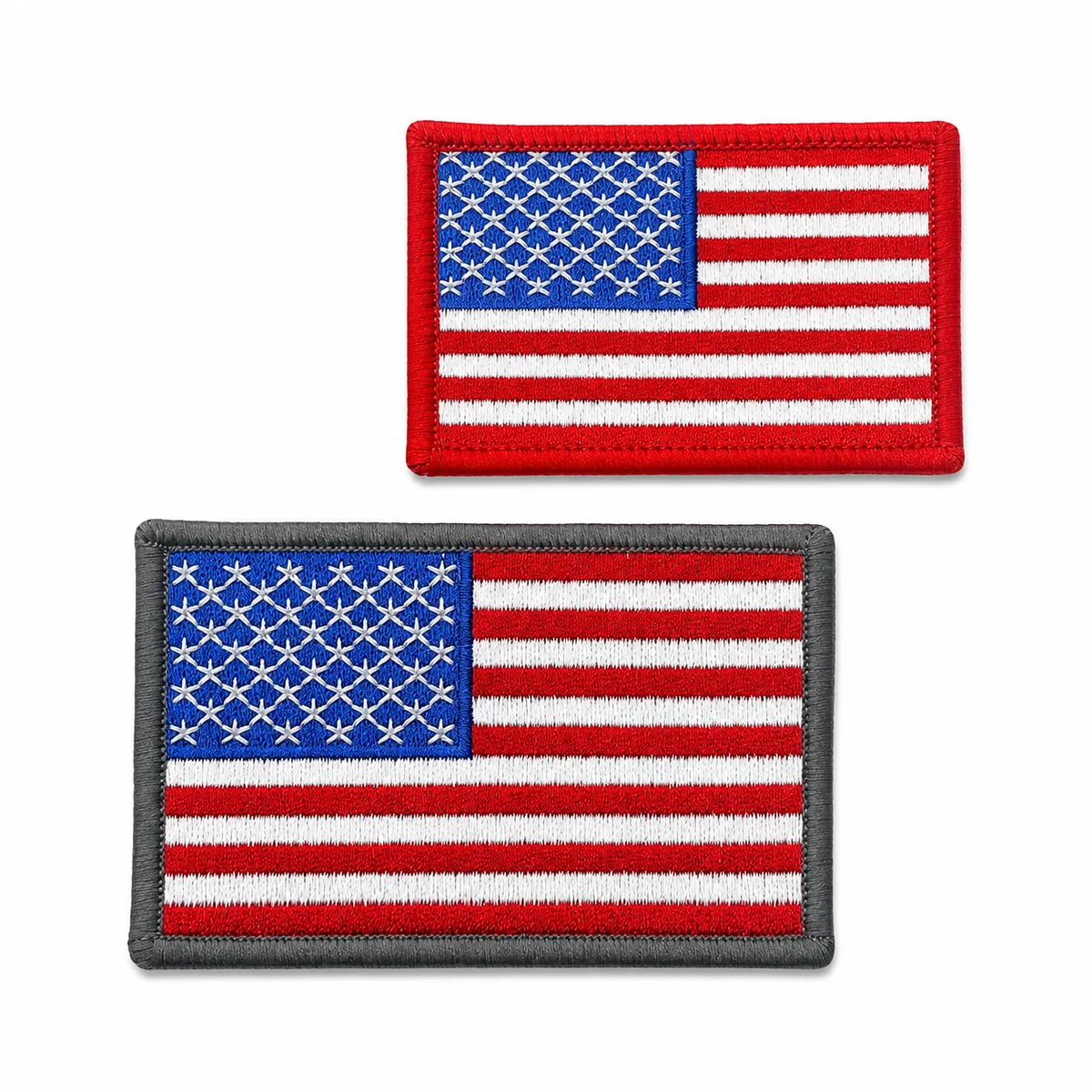 Red white and blue embroidered American flag patch set