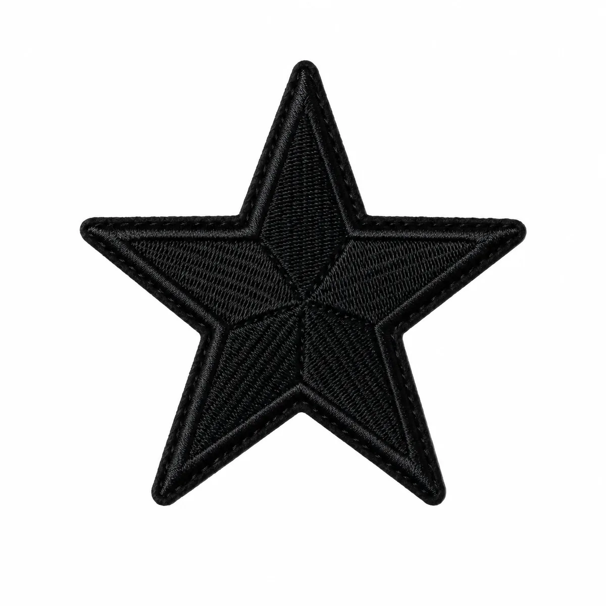 Solid black embroidered five point star patch