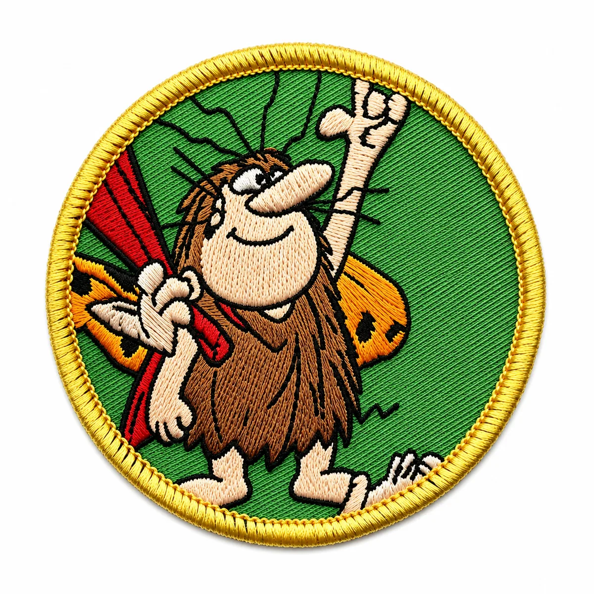 Round embroidered cartoon musician patch with green background