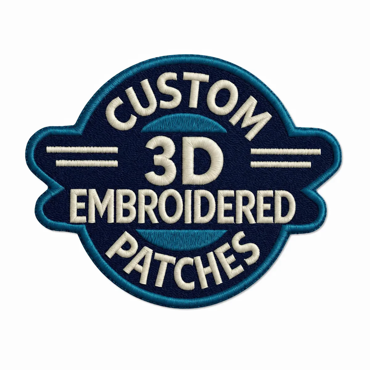 Navy custom 3D embroidered patch with raised lettering