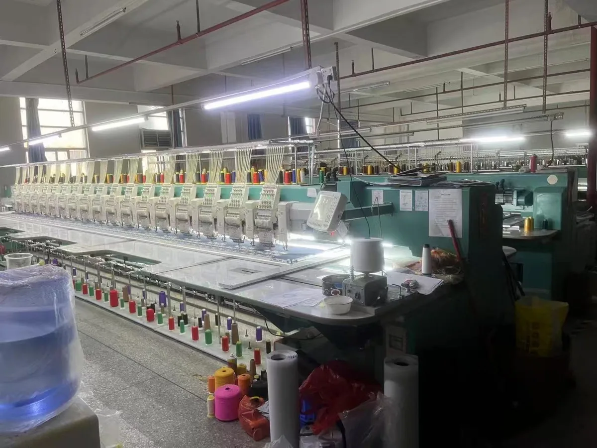 Computer weaving machines set up for a label production run