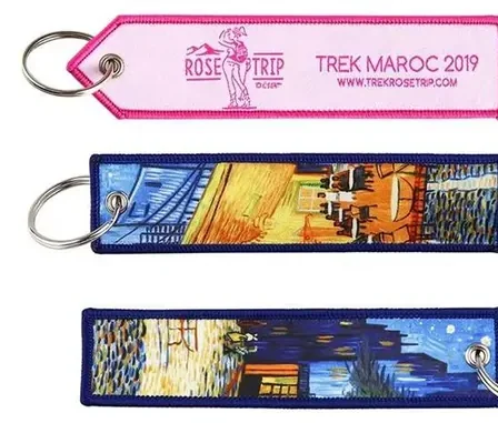 Custom Blank Car Airplane Jet Key Tag Fabric Embroidery Woven Keychain