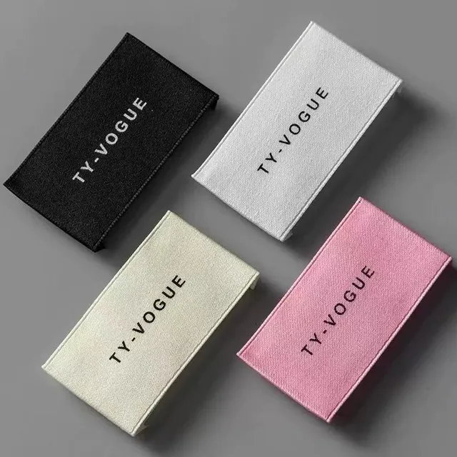 Factory Custom Woven Neck Labels for Clothing Garment Brand Logo Tag End Fold Polyester…