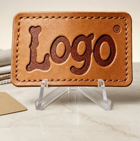 Custom Embossed Eco-Friendly Sew-On Leather Logo Patches with Custom Fabric for Hats Jeans…