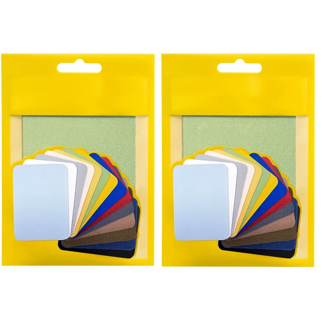 ZEFFFKA 2 Pack Fabric Iron-on Patches Strongest Glue 100% Cotton Blue Gray Beige Brown…