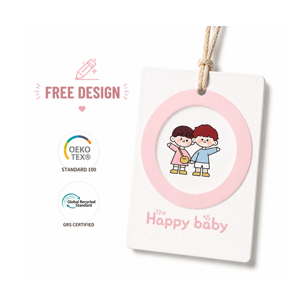 Custom apparel hang tag style 002 for brand trim programs