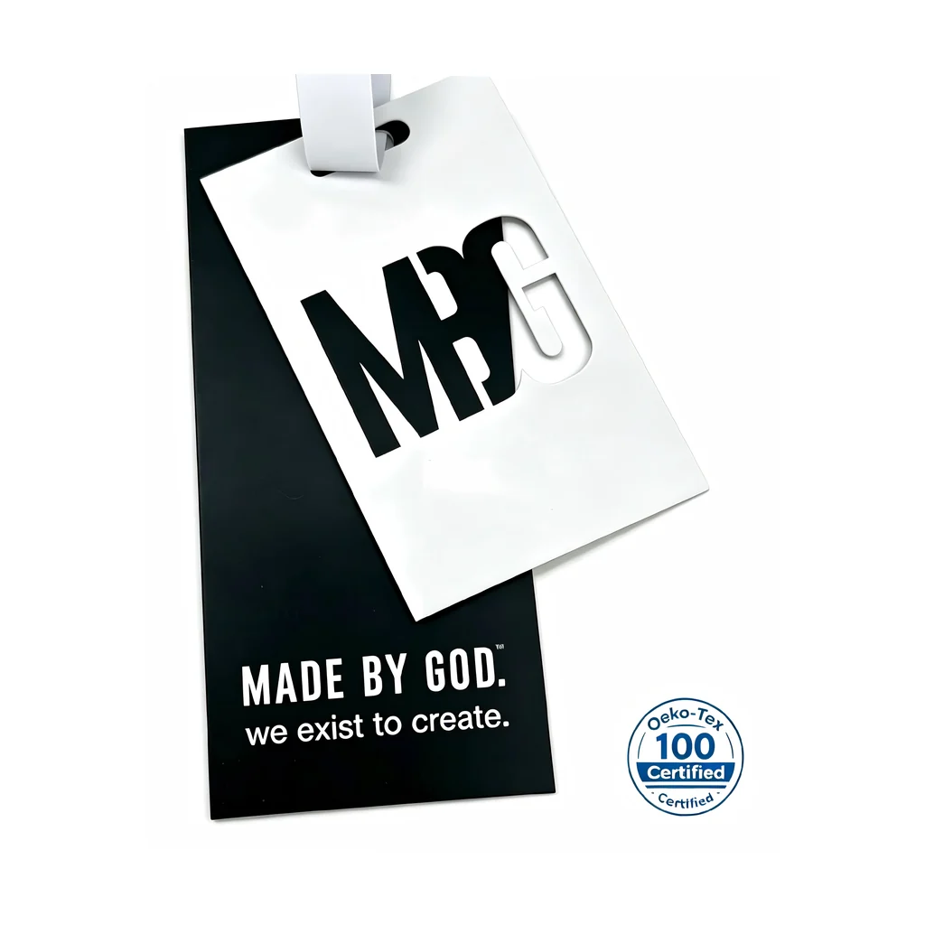 Custom apparel hang tag style 003 for brand trim programs
