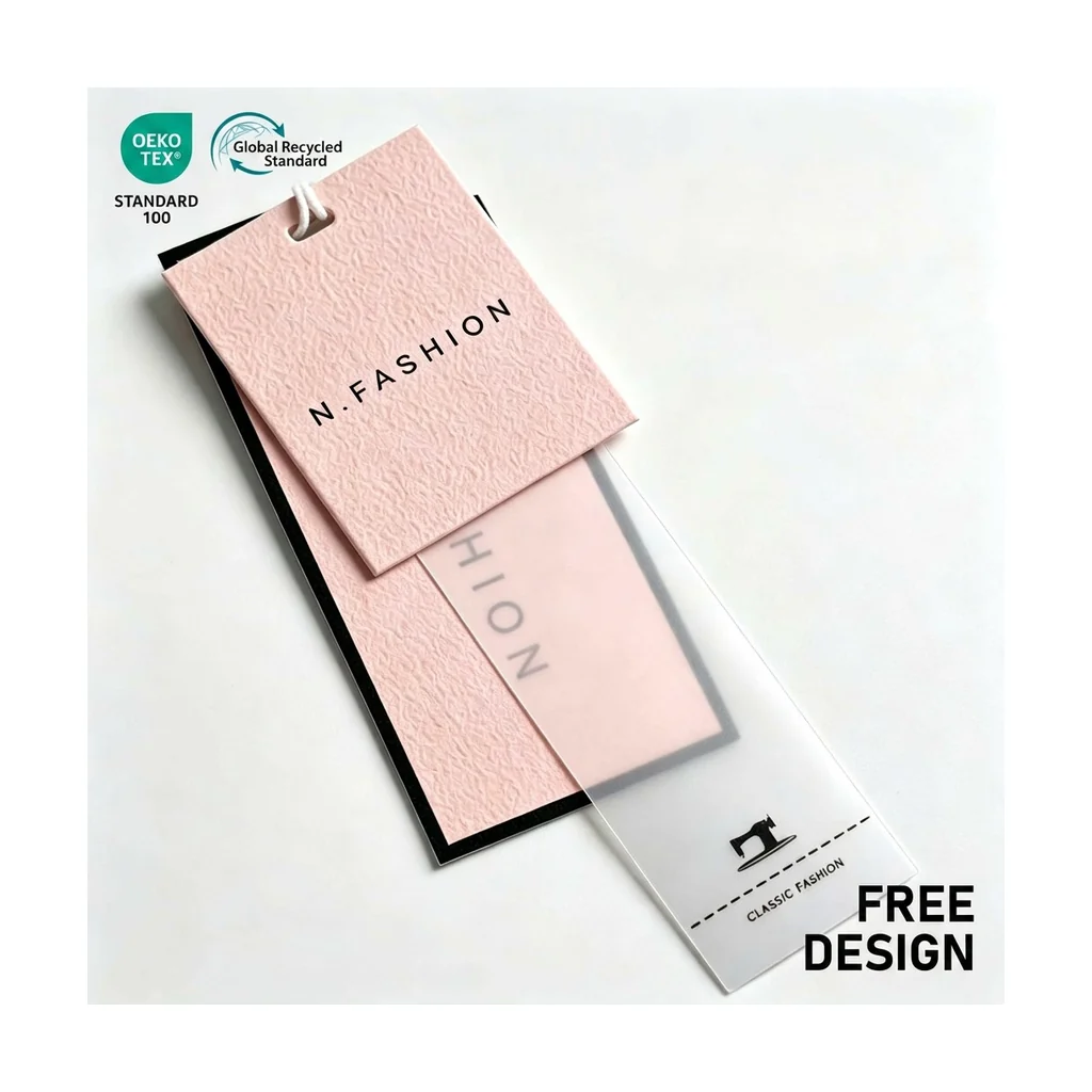 Custom apparel hang tag style 005 for brand trim programs
