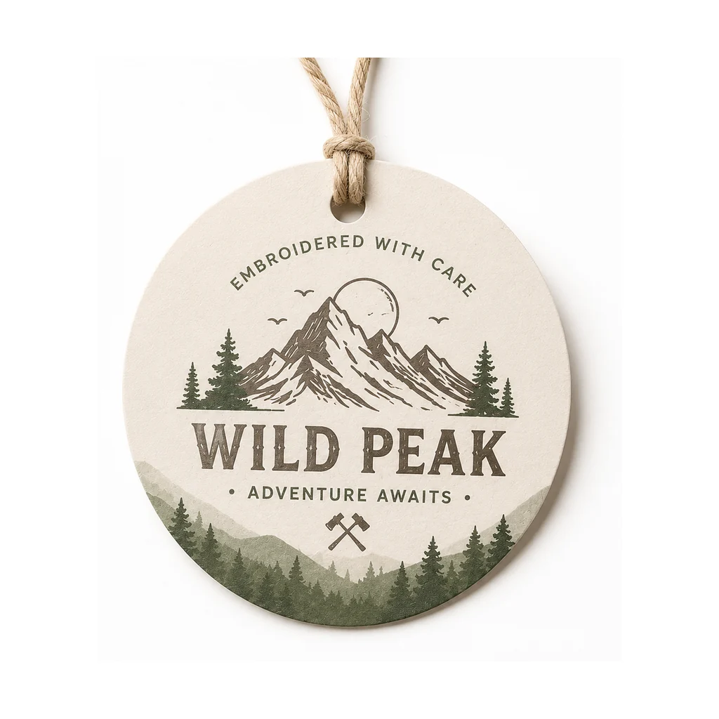 Custom apparel hang tag style 009 for brand trim programs