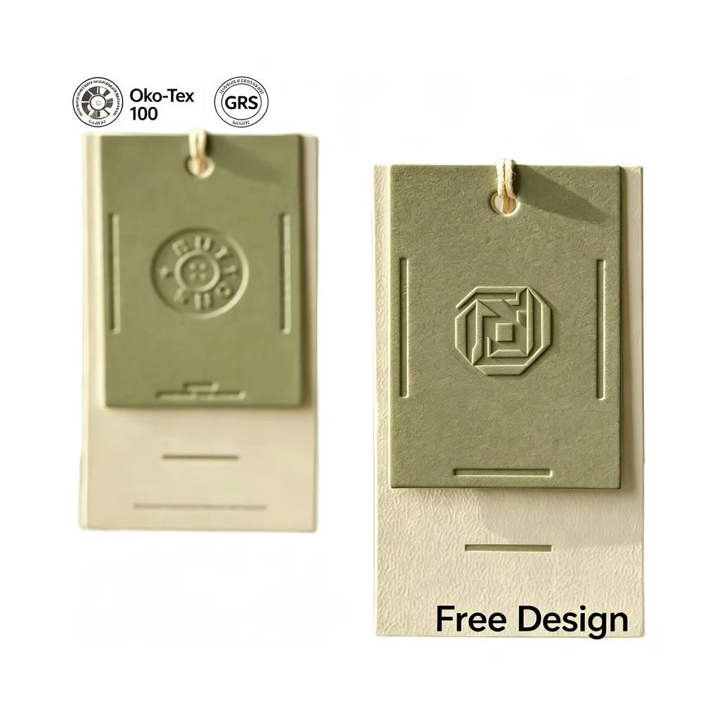 Custom apparel hang tag style 018 for brand trim programs