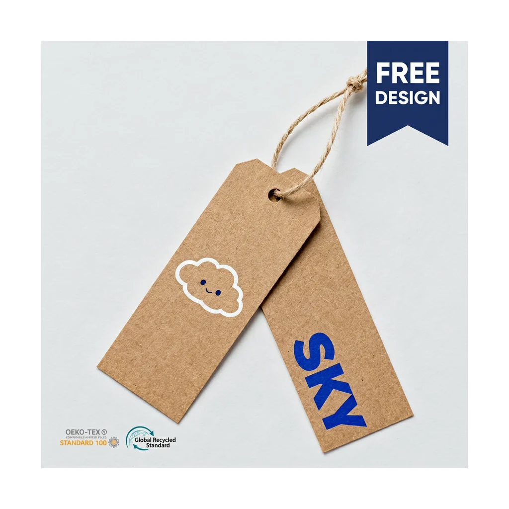 Custom apparel hang tag style 020 for brand trim programs