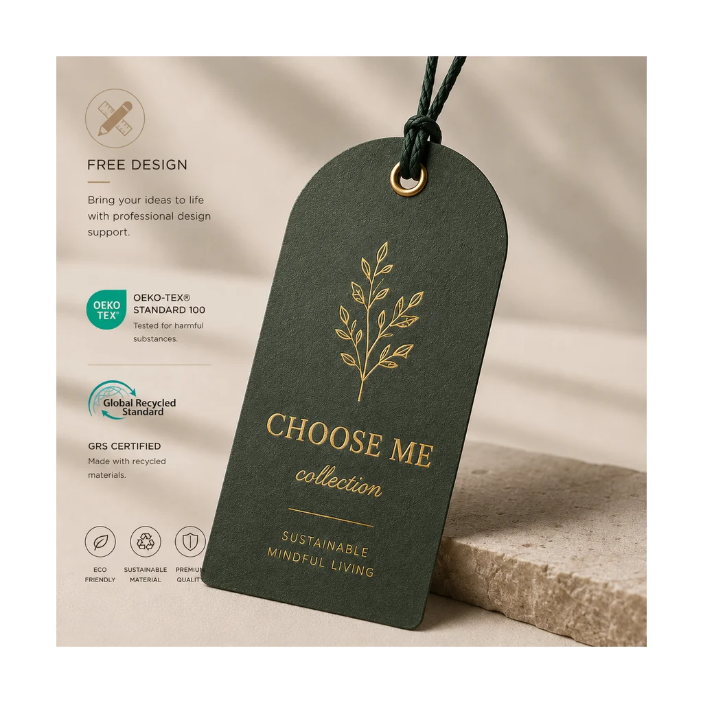 Custom apparel hang tag style 024 for brand trim programs