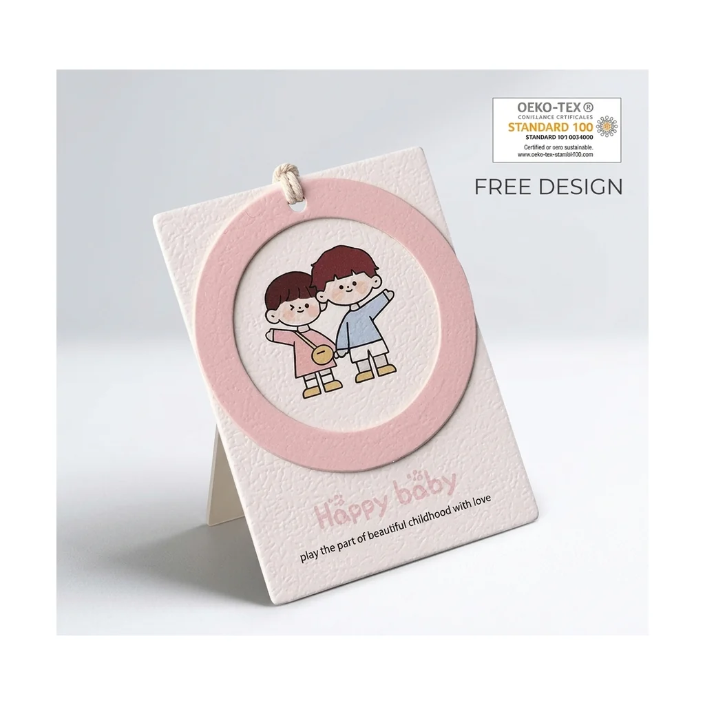 Custom apparel hang tag style 028 for brand trim programs