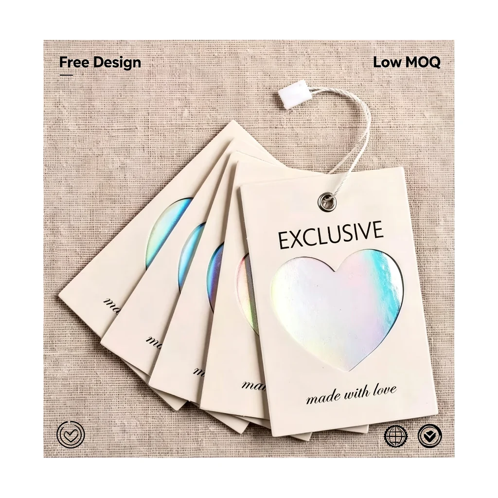 Custom apparel hang tag style 034 for brand trim programs