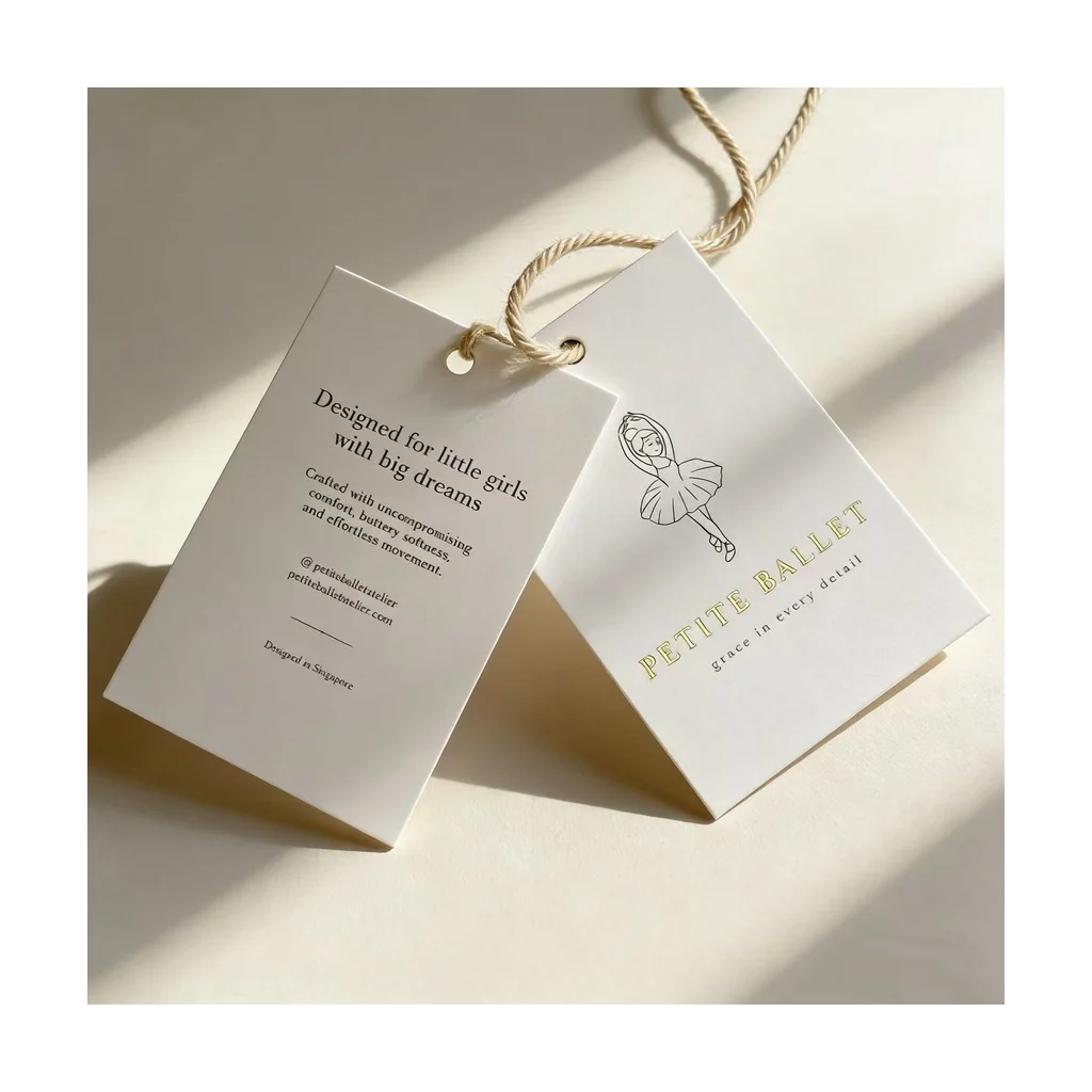 Custom apparel hang tag style 045 for brand trim programs
