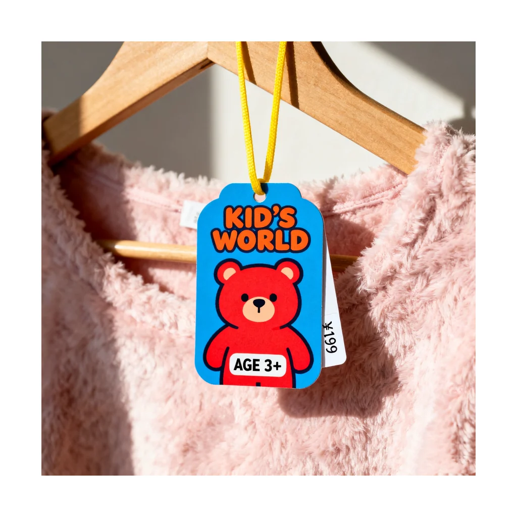Custom apparel hang tag style 052 for brand trim programs