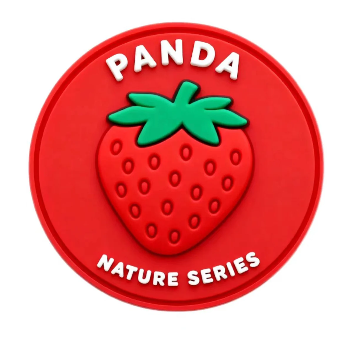 Red strawberry nature series custom PVC patch with raised rubber detail