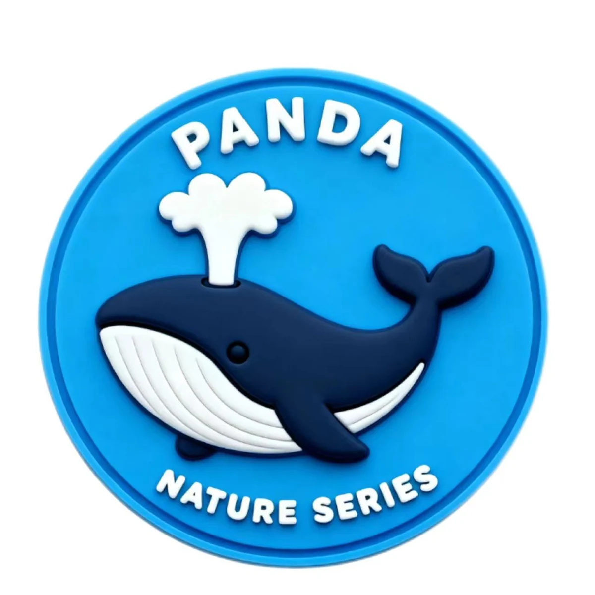 Blue whale nature series custom PVC patch with raised rubber detail