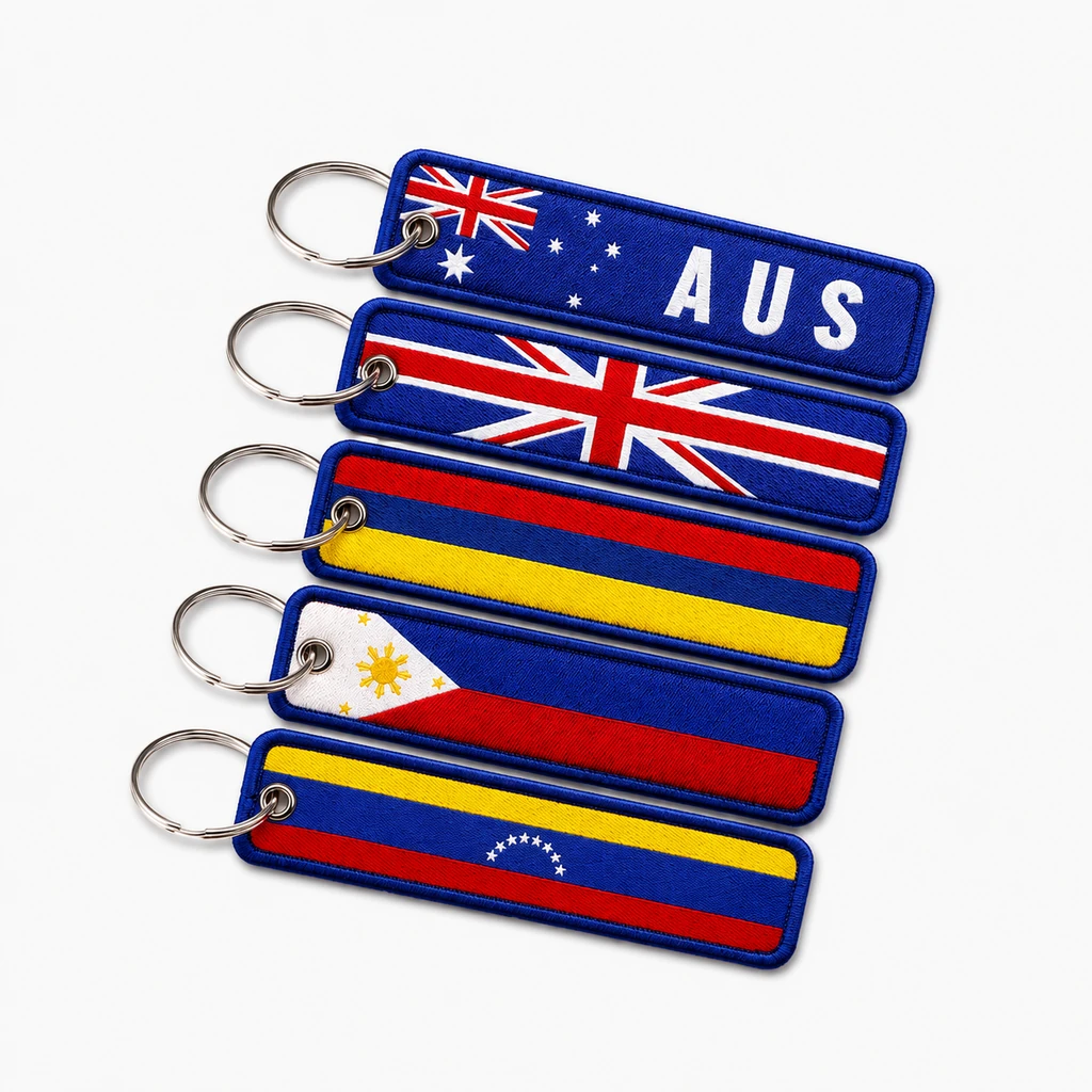 Custom woven keychain with double-sided woven artwork