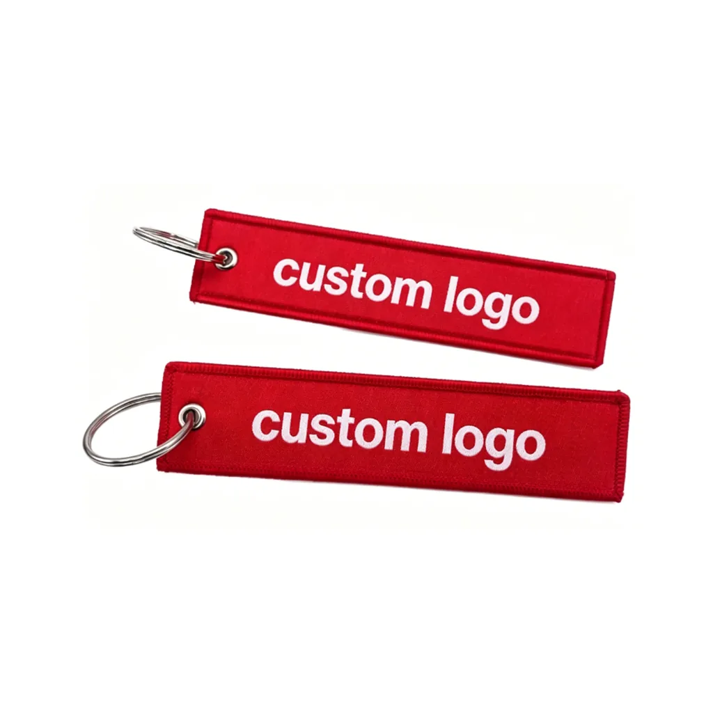 Custom woven keychain with double-sided woven artwork