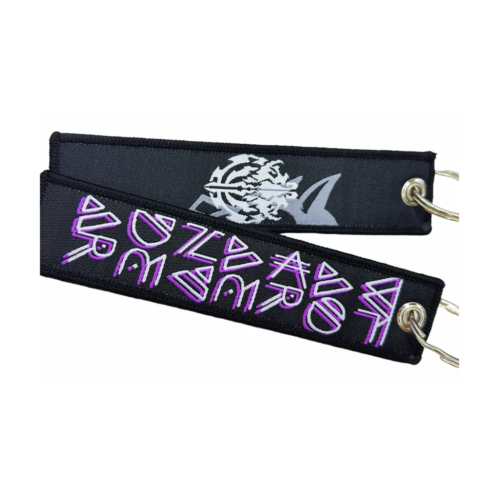 Custom woven keychain with double-sided woven artwork