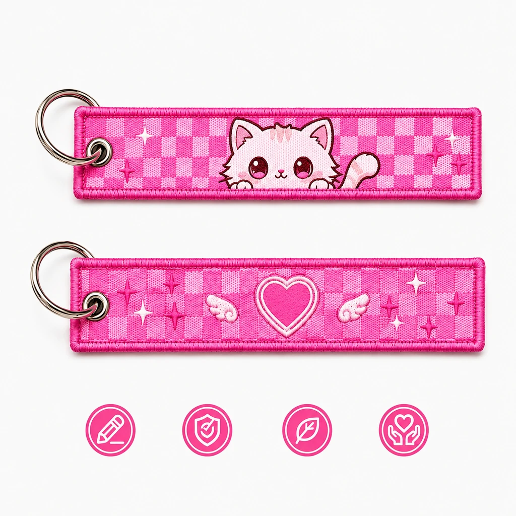 Custom fabric key tag for brand and event merchandise