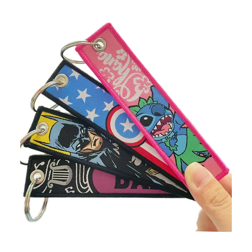 Custom woven keychain with double-sided woven artwork