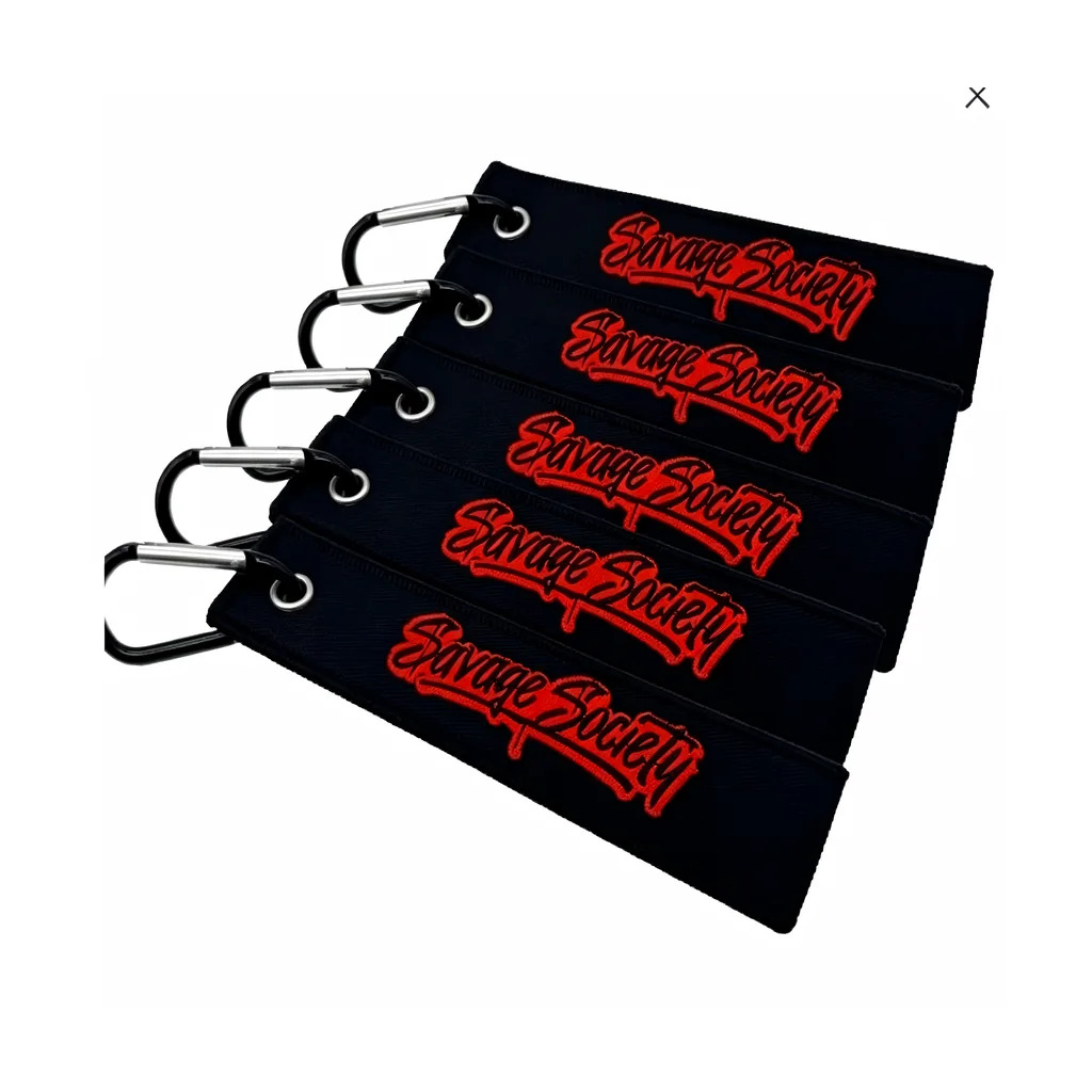 Woven jet tag keychain with metal keyring
