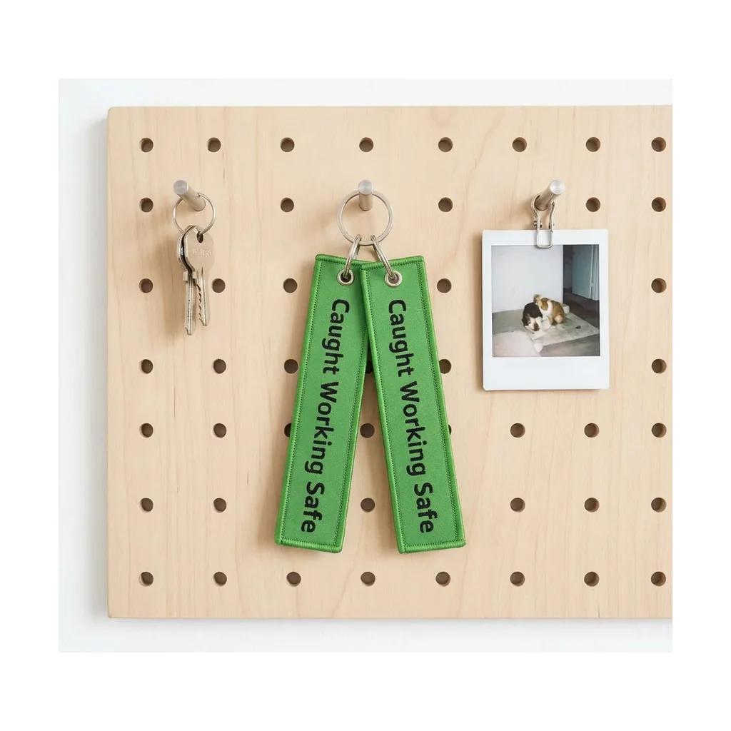 Woven jet tag keychain with metal keyring