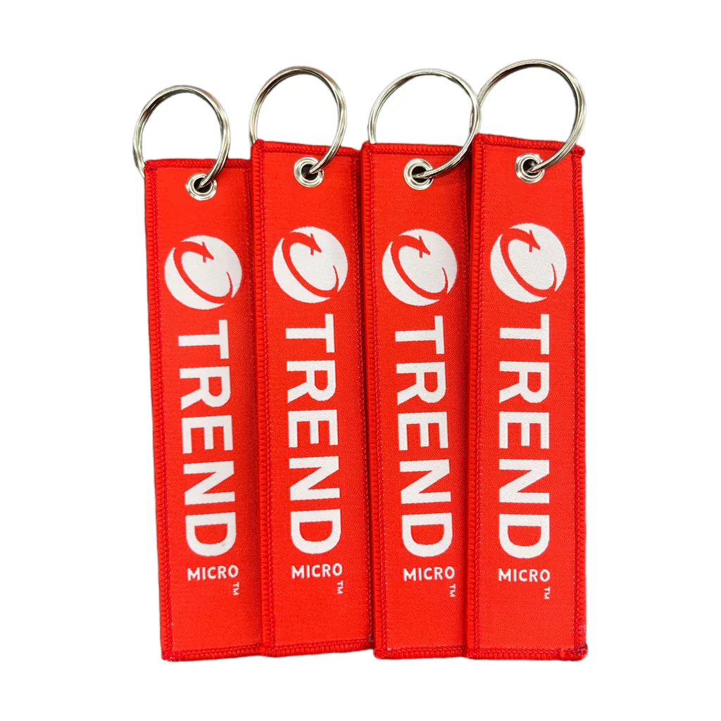 Double-sided woven jet tag keychain with clasp