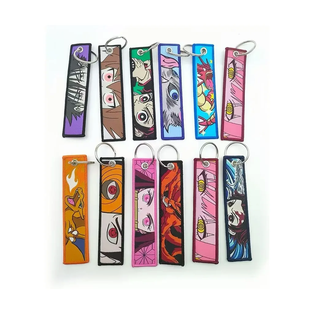 Custom woven keychain with double-sided woven artwork
