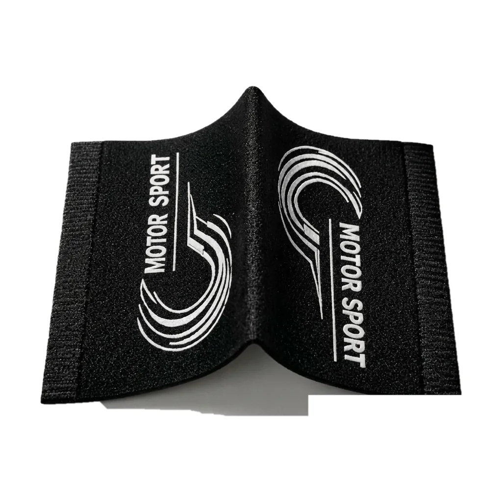 Center-fold woven Motor Sport label in black with white logo