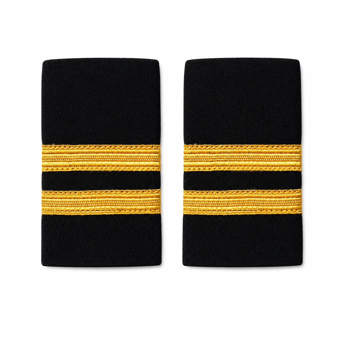 Woven epaulette shoulder patches with gold rank stripes